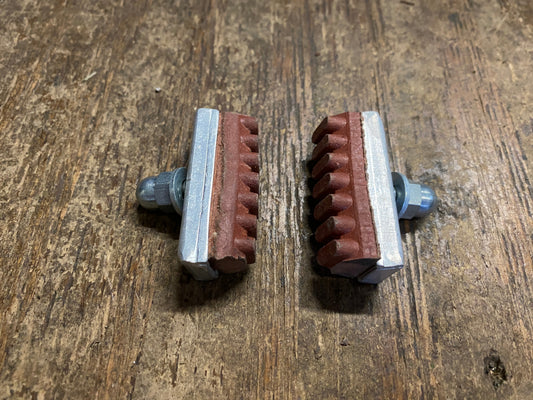 Vintage Racing Bike 45Mm Alloy And Salmon Rubber Brake Blocks. (Pr) Nos Blocks