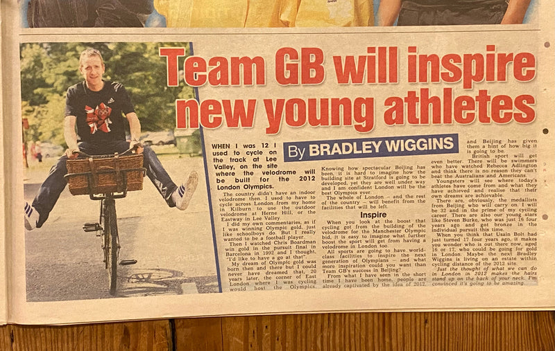 The Sun Newspaper 2008 - Bradley Wiggins and the 2012 London Olympics