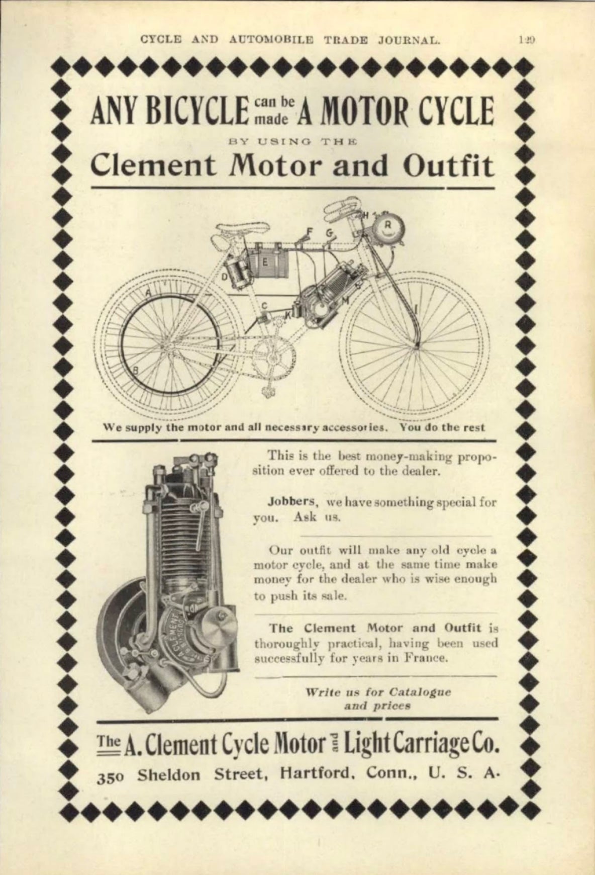 c.1902/3 Veteran Motorcycle Project suitable for a Clement/ Werner Type Engine.