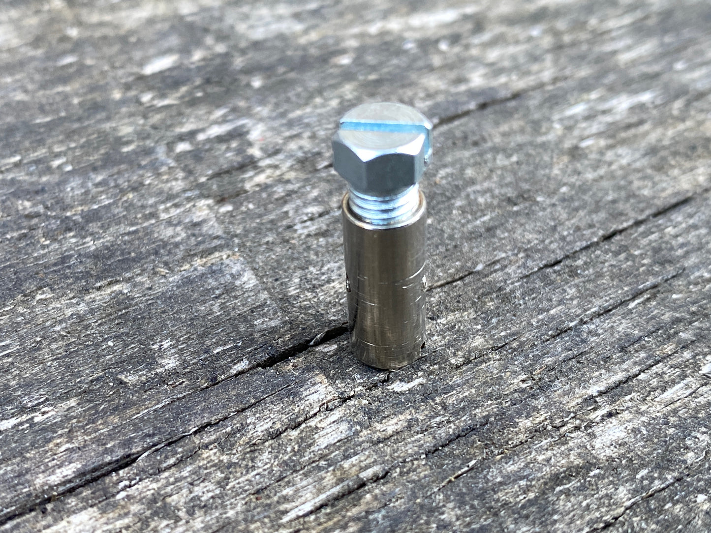 Solderless Barrel Shaped Cable Nipple for Vintage Bicycles and Vehicles.